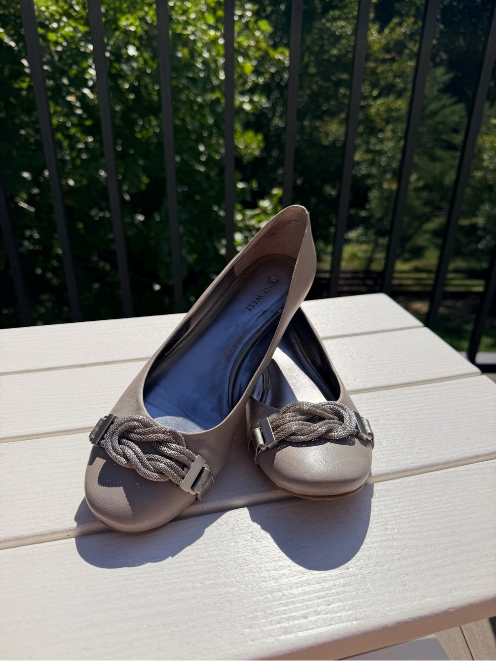 Women’s Braid-Accent Kitten Wedge Shoe in Grey